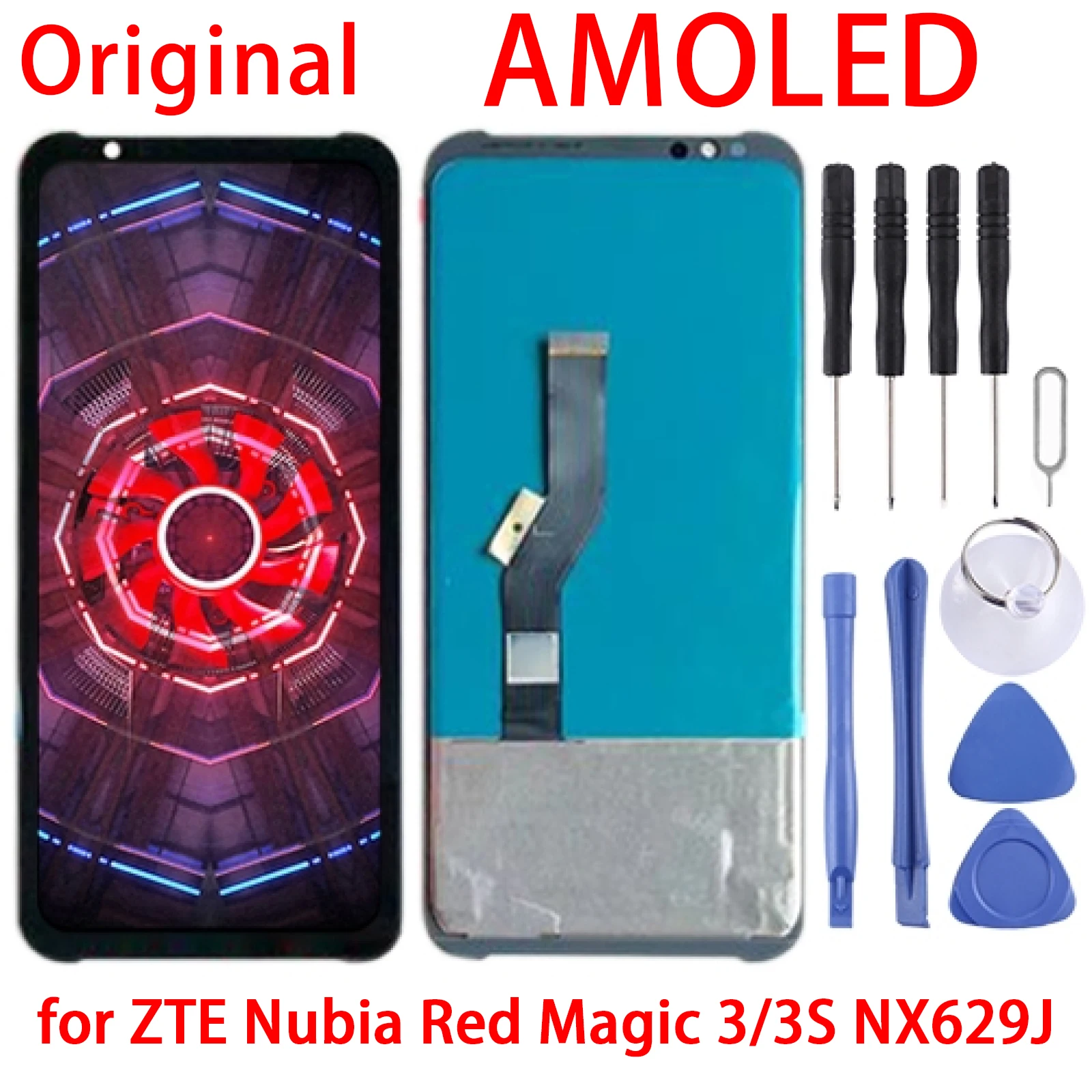 

Оригинальный AMOLED ЖК-экран для ZTE Nubia Red Magic 3 / 3S NX629J с дигитайзером в сборе (черный)