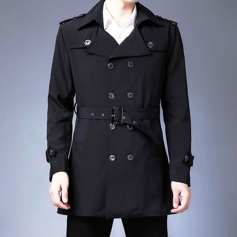 

Thoshine Male Coat Trench Buttons Men Breasted Fashion Trench High Jackets Sashes Double Brand Spring Autumn Outerwear Quality
