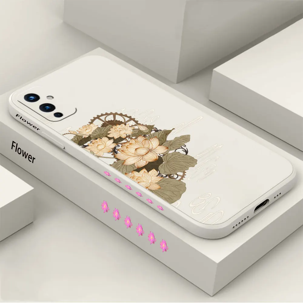 

Retro Lotus Flower Phone Case For Oneplus 11 10 9 9RT 9R 8 8T 7 7T ACE 2 2V NOTE CE 2 Pro Lite Liquid Silicone Cover Funda Cqoue