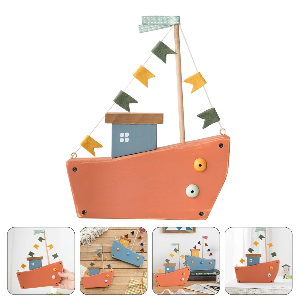 

Adorable Sailboat Wooden Ornament Delicate Kids Room Decor Delicate Handicraft
