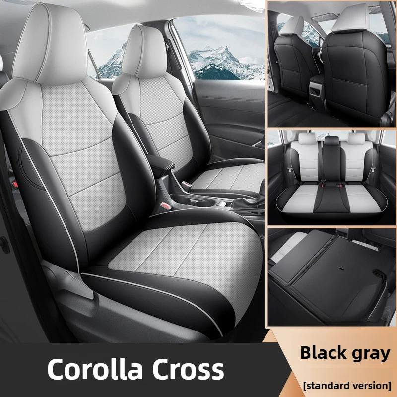 

Специальный чехол на автомобильное сиденье на заказ, 5 мест для Toyota Corolla Cross 2022 2023 2024, водонепроницаемые кожаные чехлы на автомобильные сиденья с подушкой