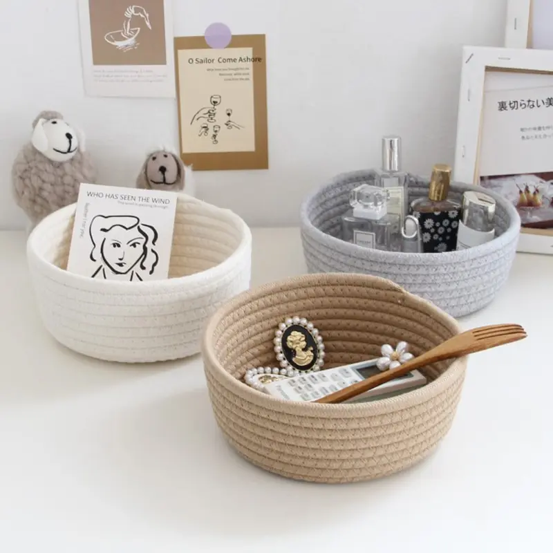 

Nordic Style Cotton Rope Storage Baskets Woven Desktop Sundries Kids Toys Organizer Box Baby Dirty Laundry Basket