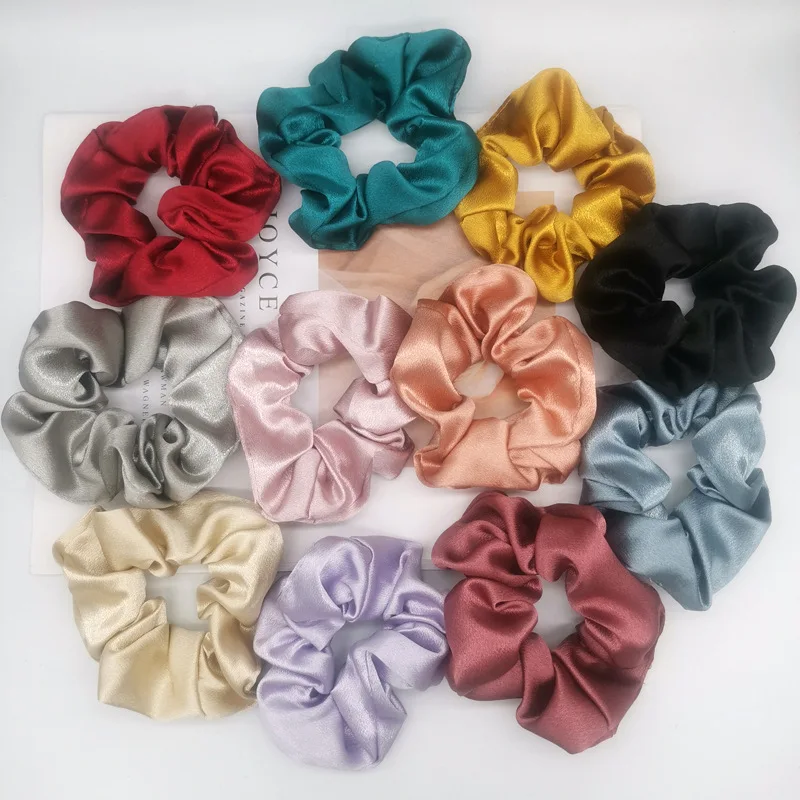 

Chic Vintage Large Intestine Hair Tie - Pure Satin Colored French Style Bowknot Hair Accessory for Daily Use and Commuting