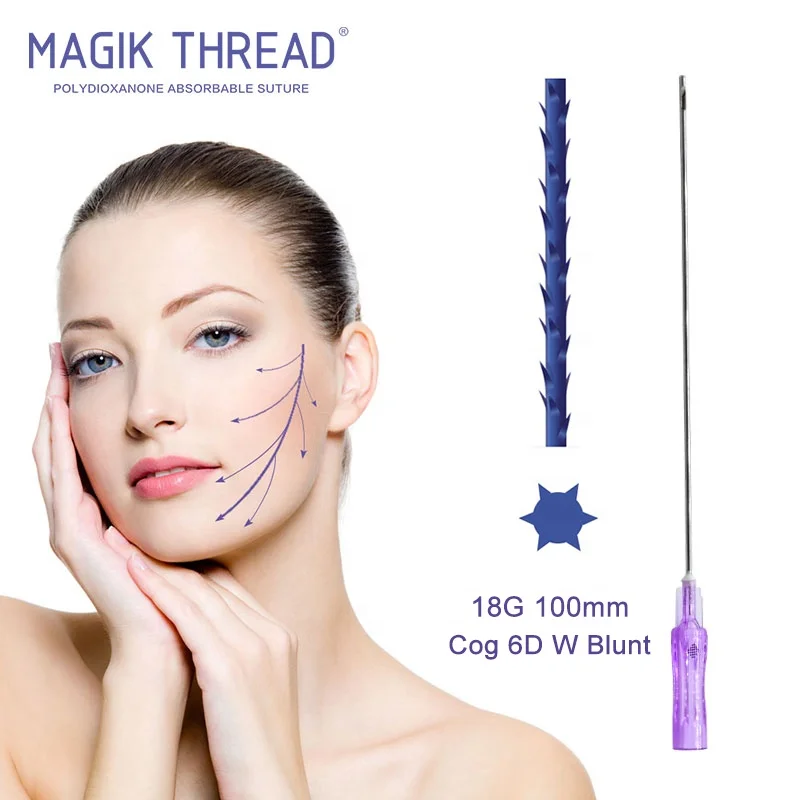 

High quality COG 6D W Blunt 19G 100mm Absorbable surgical sutures medical absorbable thread lifting pdo cog