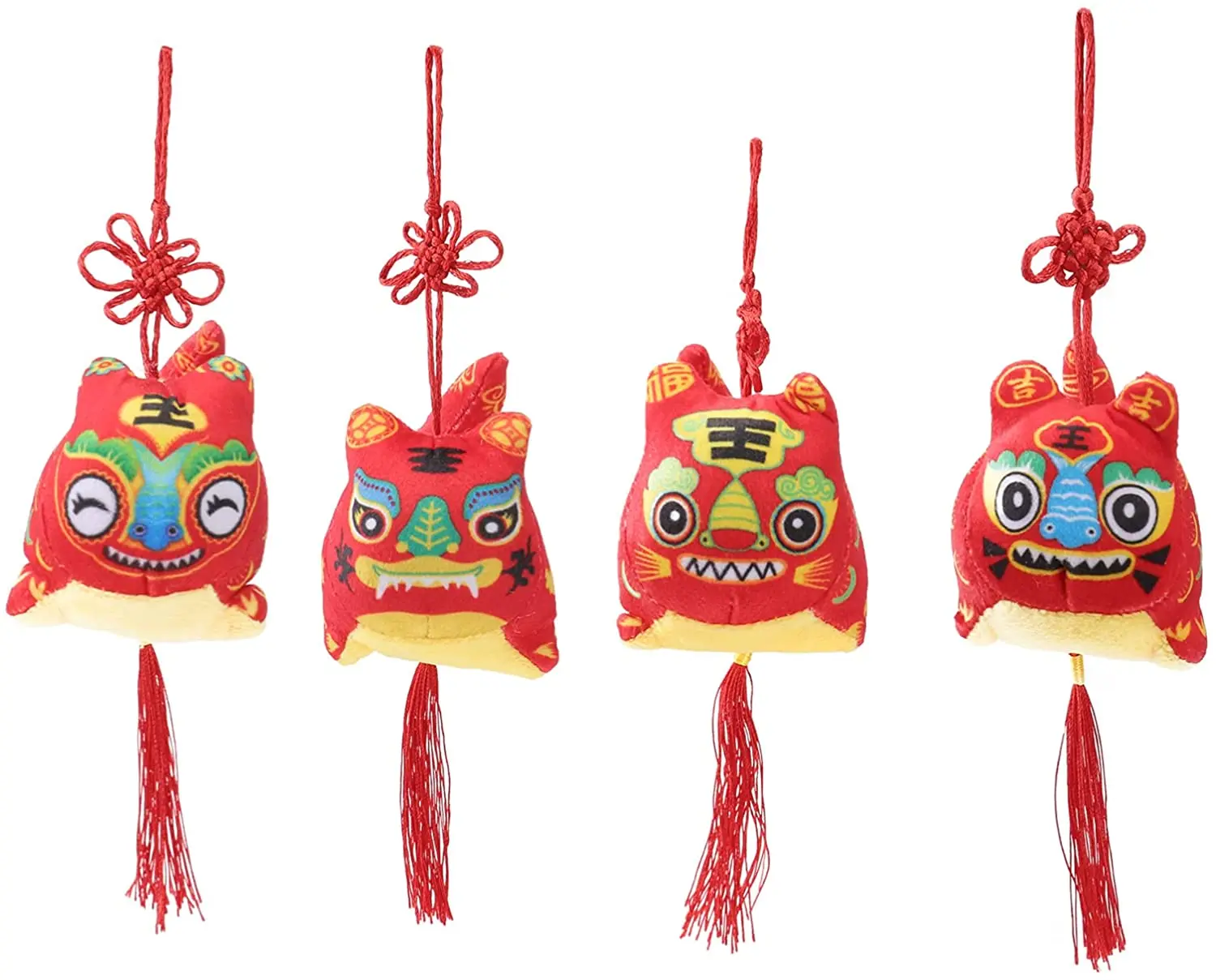 

4 Pcs Year of Tiger Mascot Doll Chinese Zodiac Tiger Doll Stuffed Animal Keychain Pendant for 2022 New Year Random Type