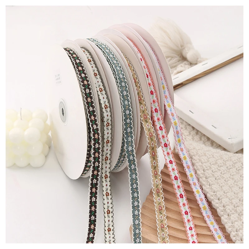 

Flower Packaging Ribbon Embroidered Fabric Ribbon 1cm