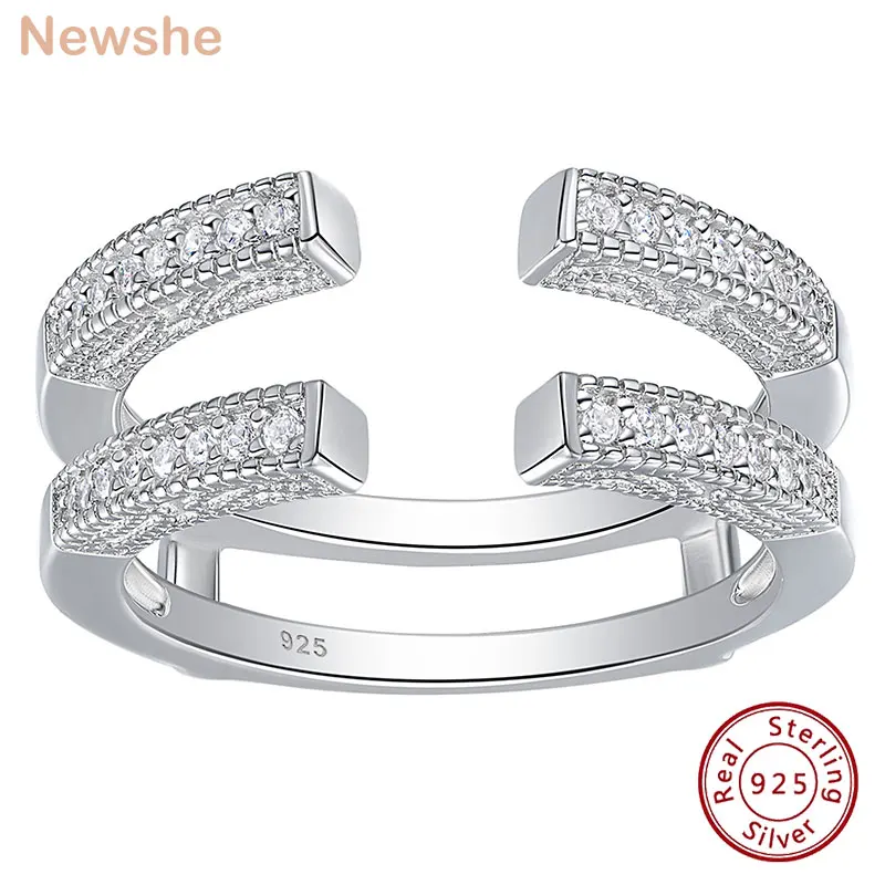 Newshe кольцо из стерлингового серебра 925 пробы для помолвки регулируемое открытое