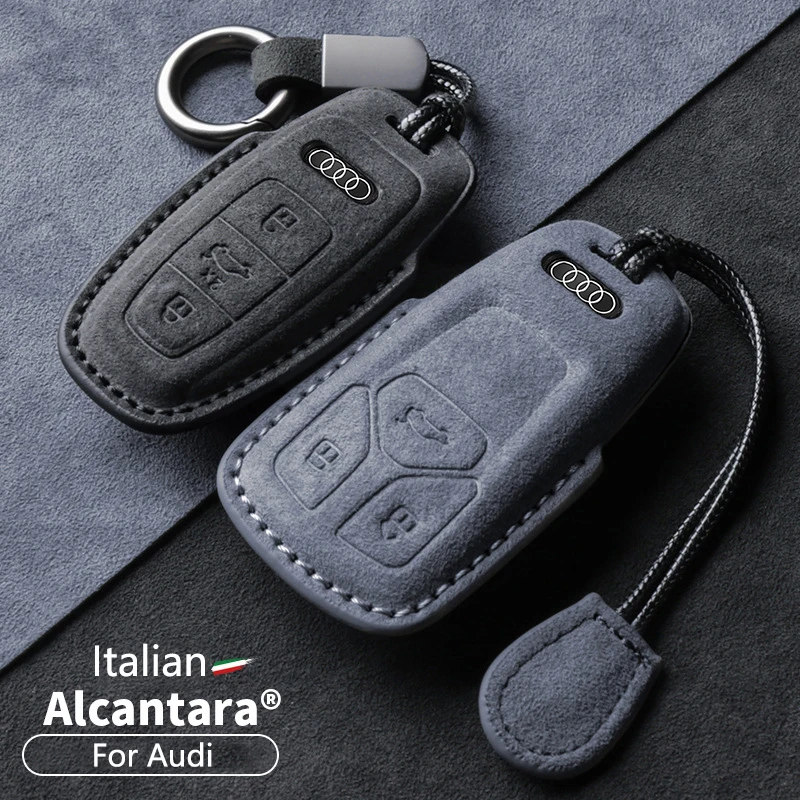 

Alcantara Car Key Case Cover Fob For Audi A1 A3 8V A4 B8 B9 A5 A6 8S 8W A7 A8 Q3 Q5 Q7 4M S4 S5 S6 S7 S8 R8 TT TTS RS Keychain