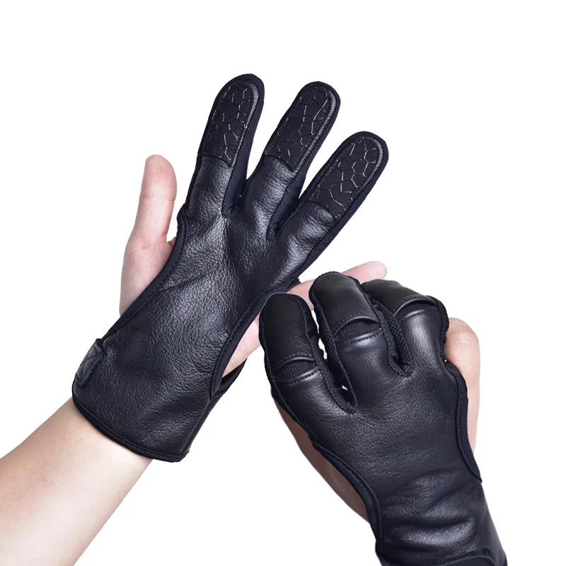 

1PCS Archery Gloves 3 Fingers Leather High Elastic Hand Protection Gloves Bow and Arrow Archery Hunting Shooting Glove