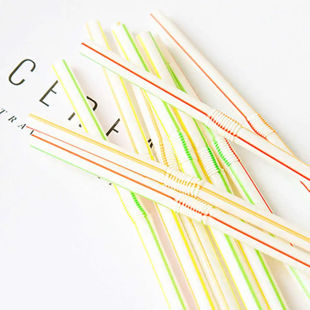 

Straws Wedding Event Disposable Black Striped Decor Juice Bendable Celebrations Beverage Pcs White Kitchen for Party Plastic