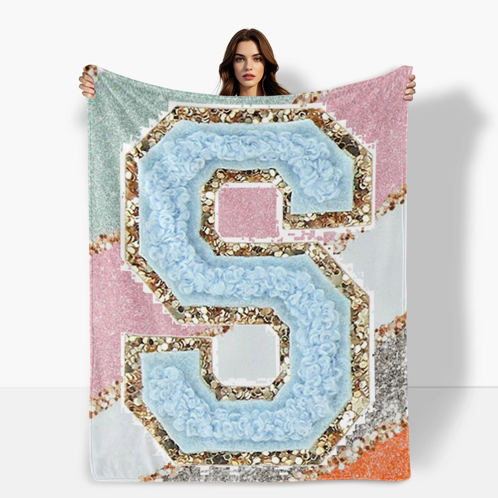 Кашемировое одеяло S золотисто-синее