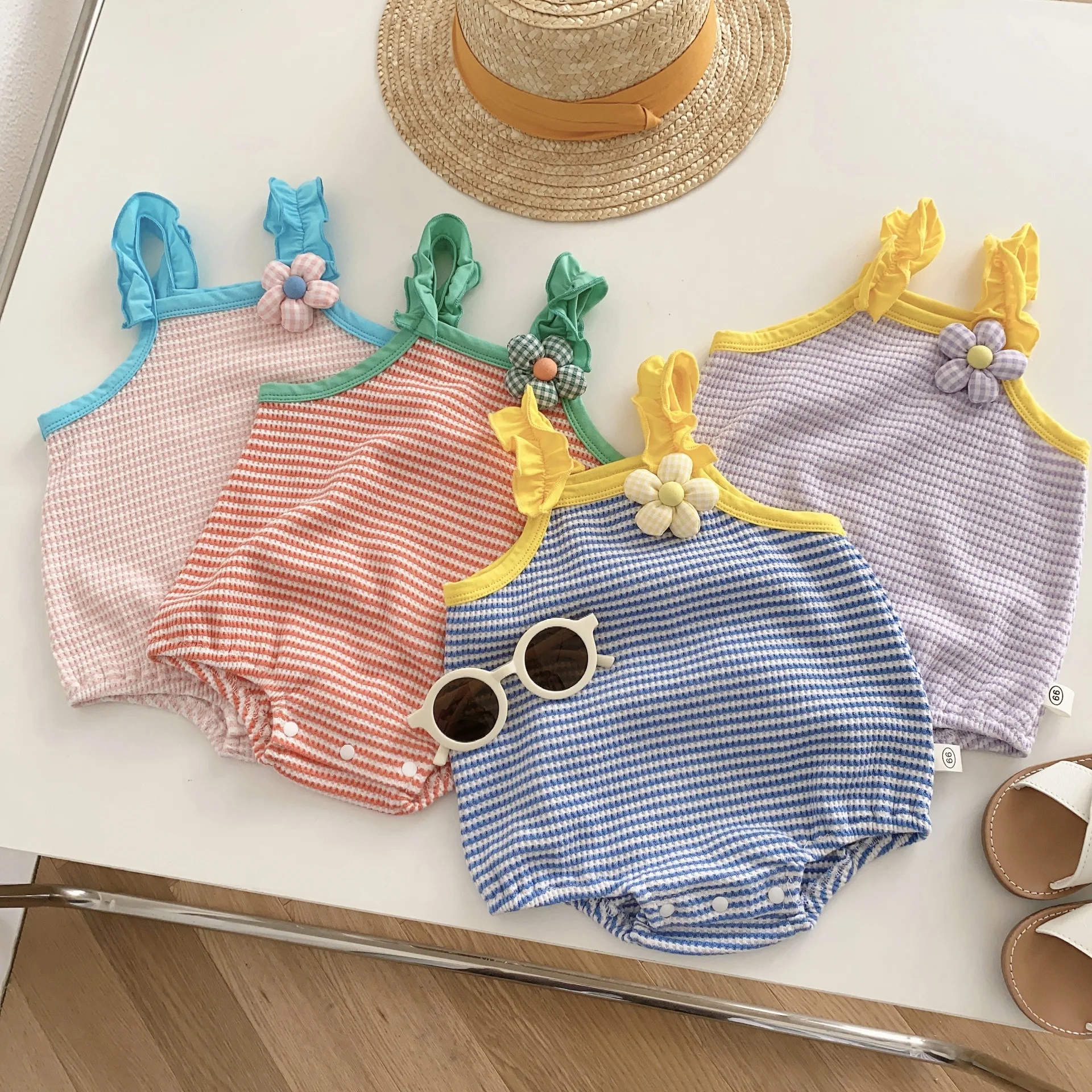 

2023 Baby Summer Clothes Baby Sling Baby Clothes 0 To 24 Months Baby Girl Flower Baby Korean Fashion Jumpsuit Baby Girl Clothes