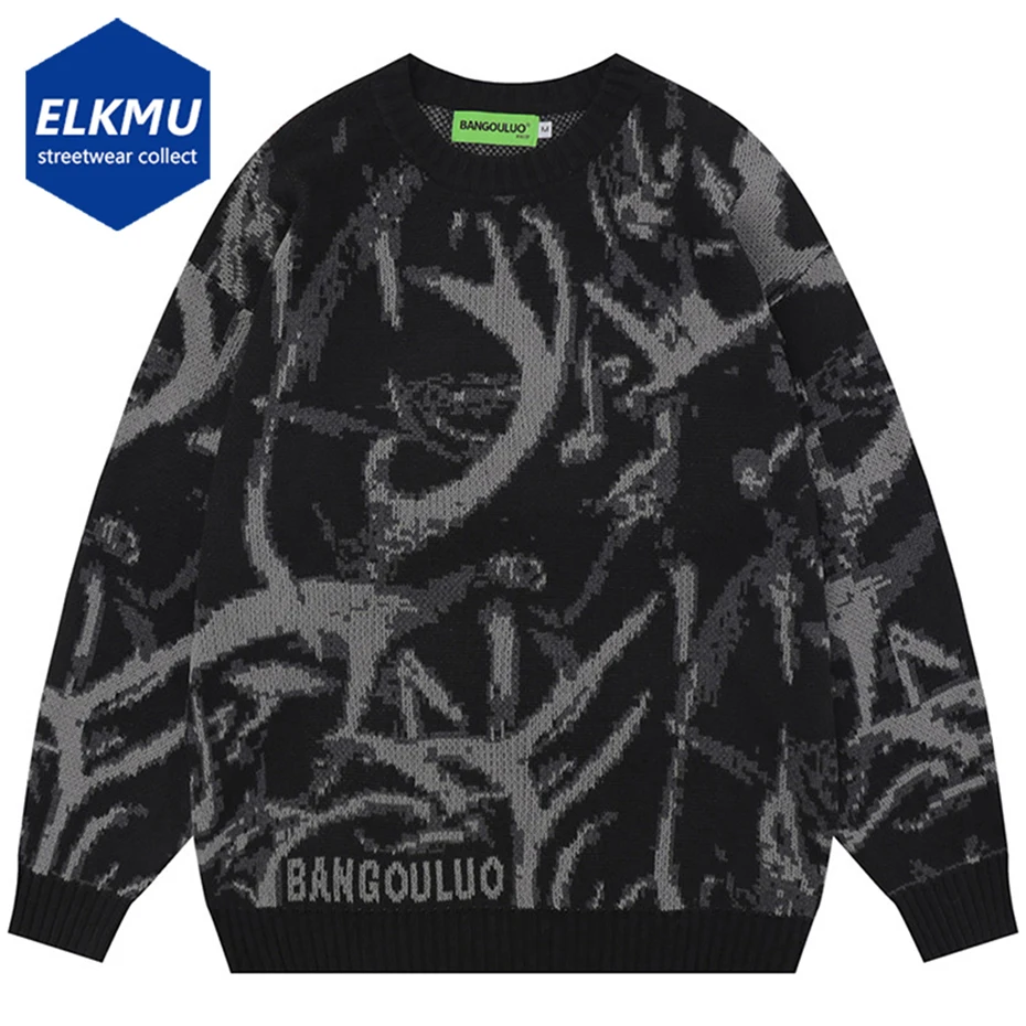 

Мужской Свитер оверсайз в стиле Харадзюку, трикотажный пуловер в стиле хип-хоп, Осень-зима 2023