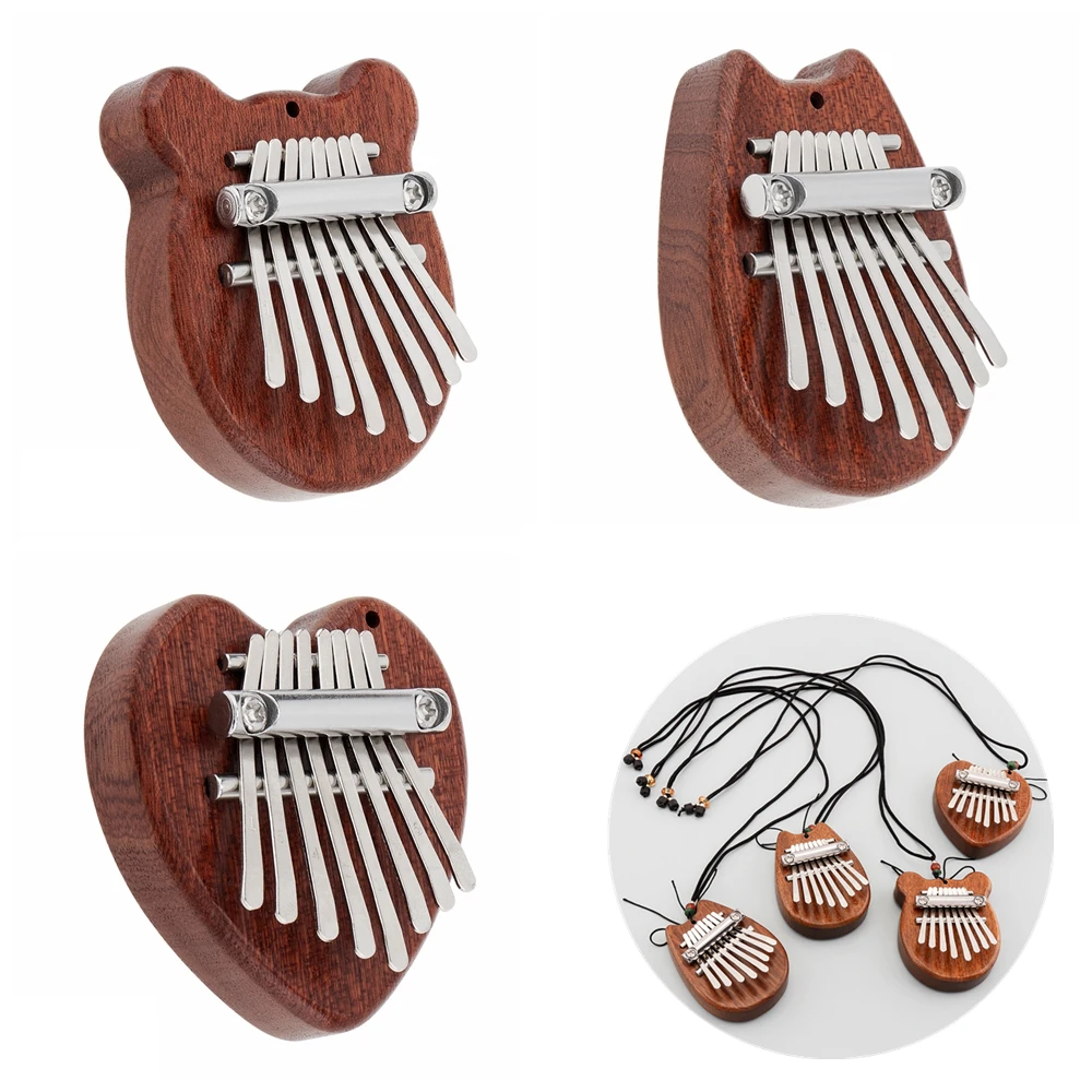 

Mini 8 Key Kalimba Sapele Wood Thumb Piano Bear Heart Cat Shape Mbira Musical Instrument