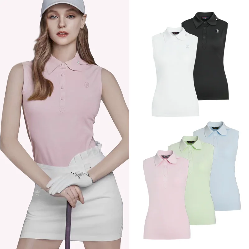 

2022 Spring and Summer New Golf Women Vest Polo Shirt Breathable Badminton Tennis Multi-color Beautiful Sleeveless Golf T-shirt