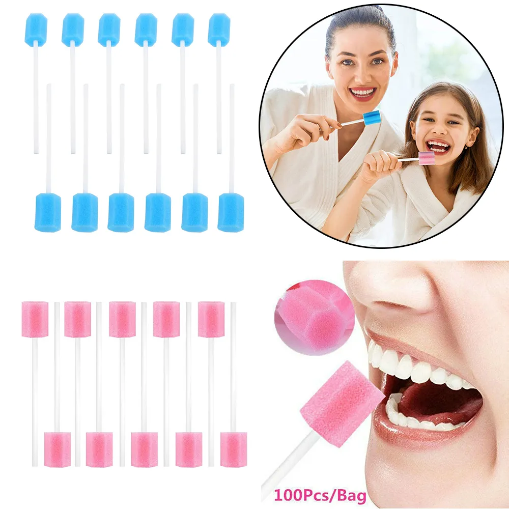 100PCS/Bag 13.5cm Oral Care Swab Mouth Disposable Sponge Head Dental Swabstick Oral Medical Use Oral Care For Mouth CleaningTool