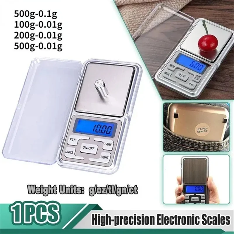 

Electronic Digital Pocket Scale 0.01g Precision Mini Jewelry Weighing Scale Backlight Scales for Kitchen 100/200/500g