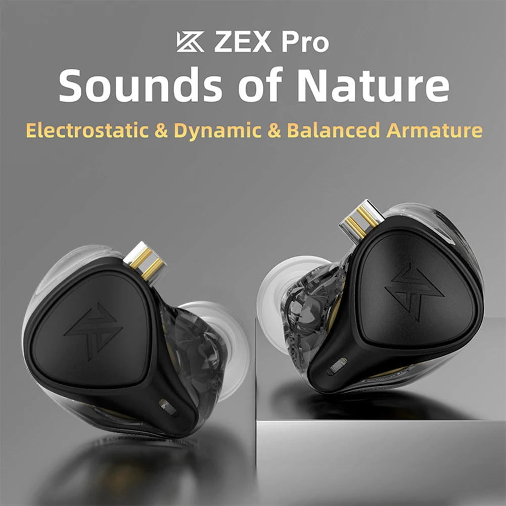 

KZ ZEX PRO HIFI Headset Electrostatic Hybird Technology Wired Earphone Noice Cancelling 3.5mm Plug Sport Headphones