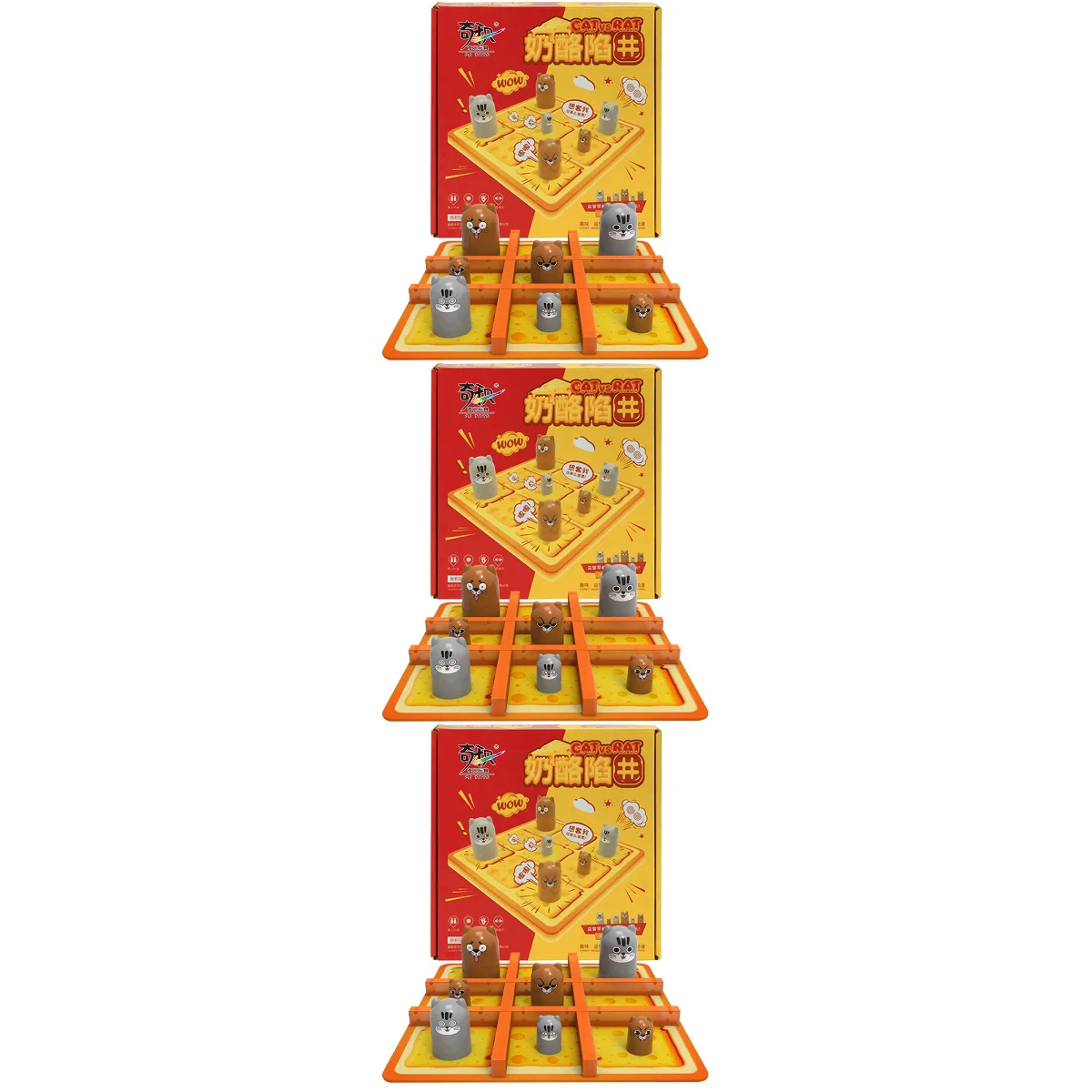 

3 Sets Stacking Cup Board Game Plaything Early Education Cheese Trap (Yellow)