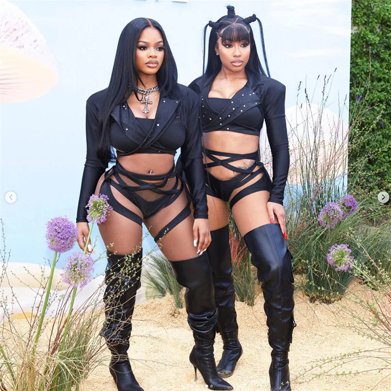 European And American 2023 Summer Women's New Product Sexy And Fun Hollow Out High Waist Wrapped Hip Tight Casual Shorts