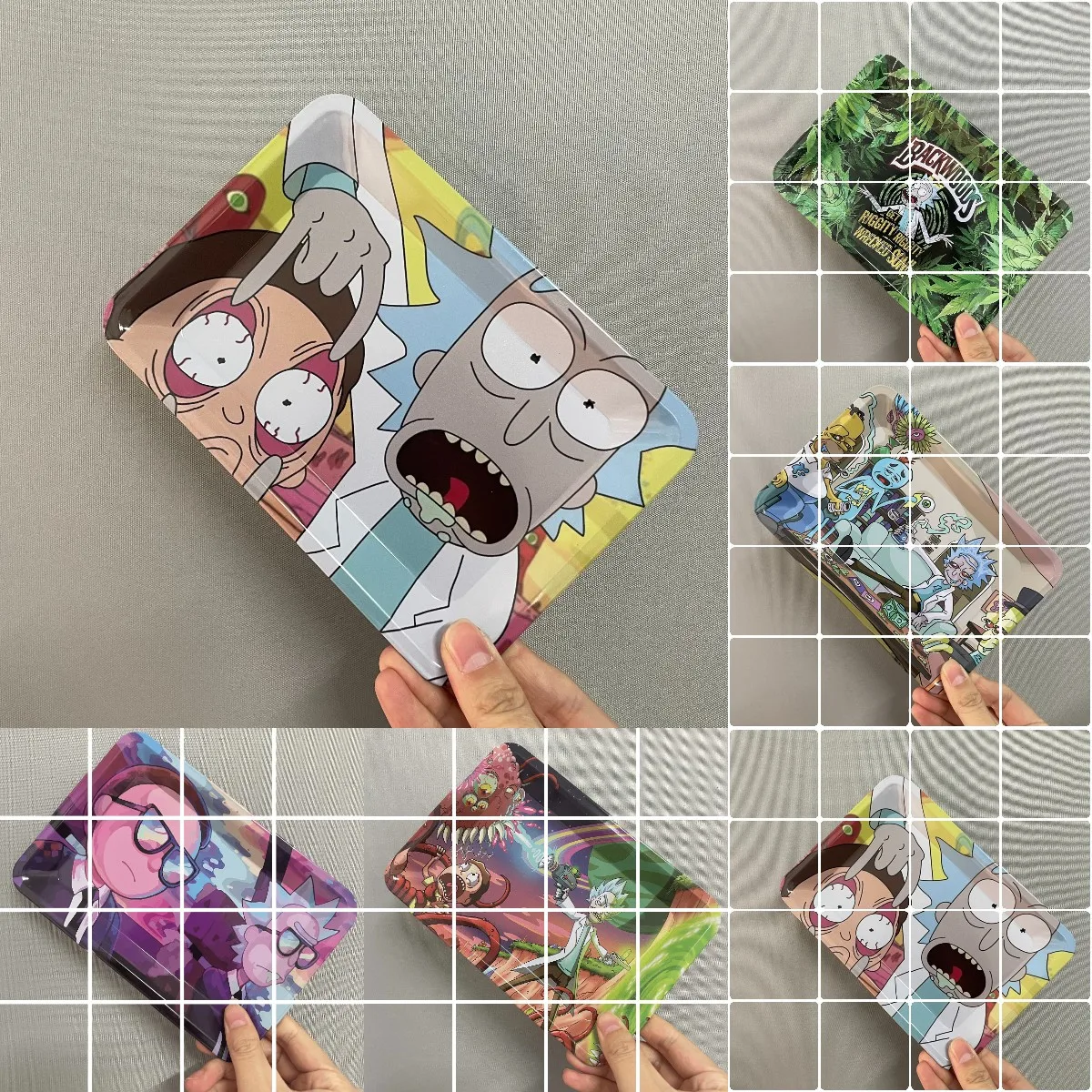 

180*125mm Metal Rolling Tray Collection R&M Themed Trays
