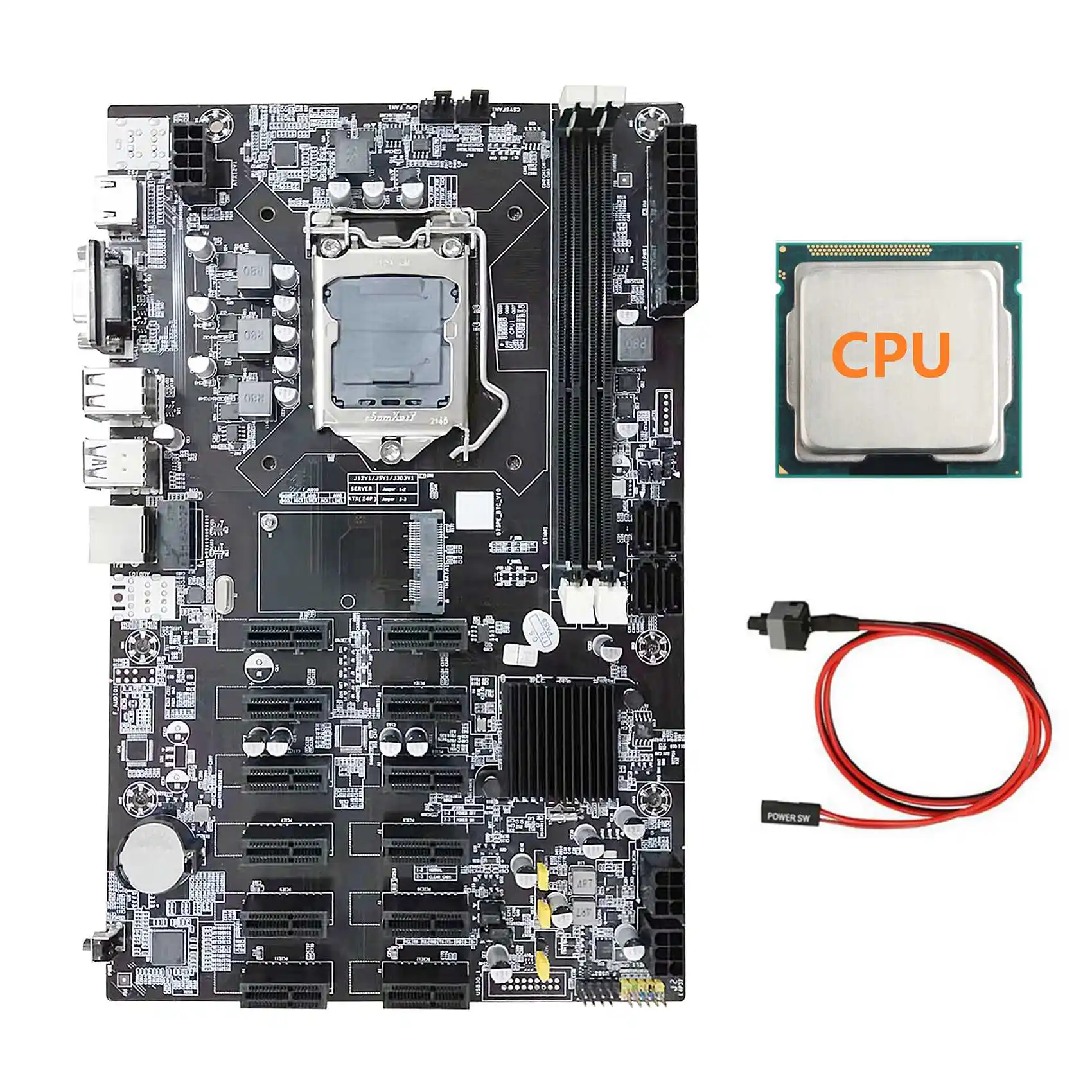 B75 12 PCIE ETH Mining Motherboard+Random CPU+Switch Cable LGA1155 MSATA USB3.0 SATA3.0 DDR3 B75 BTC Miner Motherboard