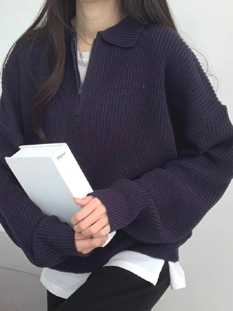 Вязаный осенний пуловер с длинными рукавами топы женские свободные