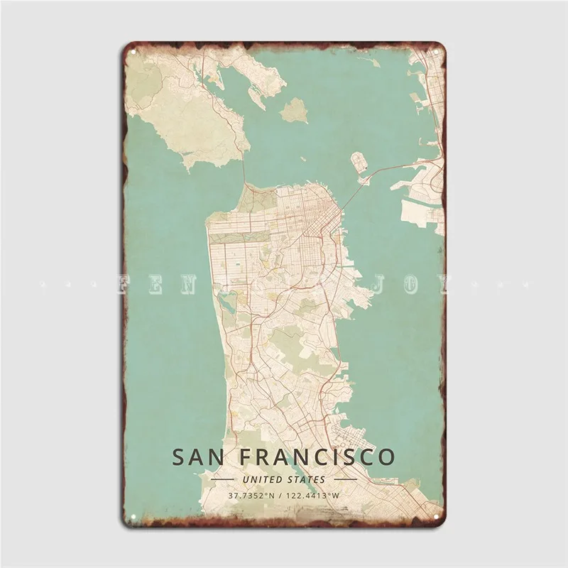 

Плакат Сан-Франциско США, металлический плакат для кинотеатра, гостиной, клуба, бара, Настенный декор, жестяной плакат