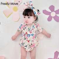 freely move newborn baby clothes girls romper summer new cotton floral baby girl one piece clothes all match toddler onesies