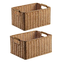 hand woven storage basket rectangular rattan wicker storage basket sundries organizer cosmetic storage box bathroom organizer