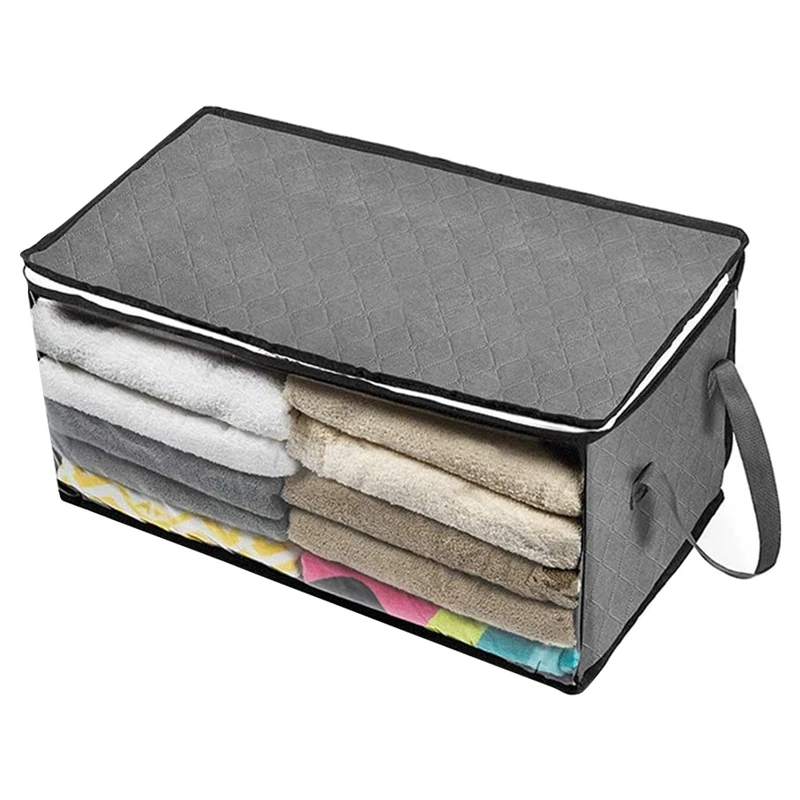 

Large Capacity Clothes Storage Bag Organizer With Reinforced Handle Thick Fabric For Comforters, Blankets, Foldable