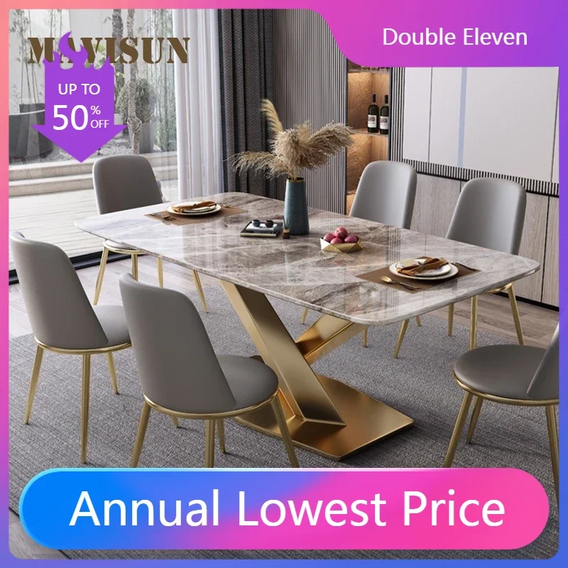 

Nordic New Dining Table Luxury Glossy Marble Creative Large Small Family Kitchen Dining Table Console Table Basse Home Furniture