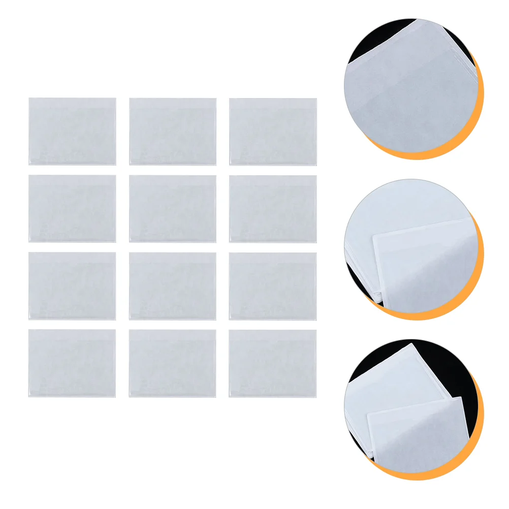 

50 Pcs Self Adhesive Card Holder Clear Library Pockets Cards Self-adhesive Index Plastic Business Stickers Top-open Sleeve