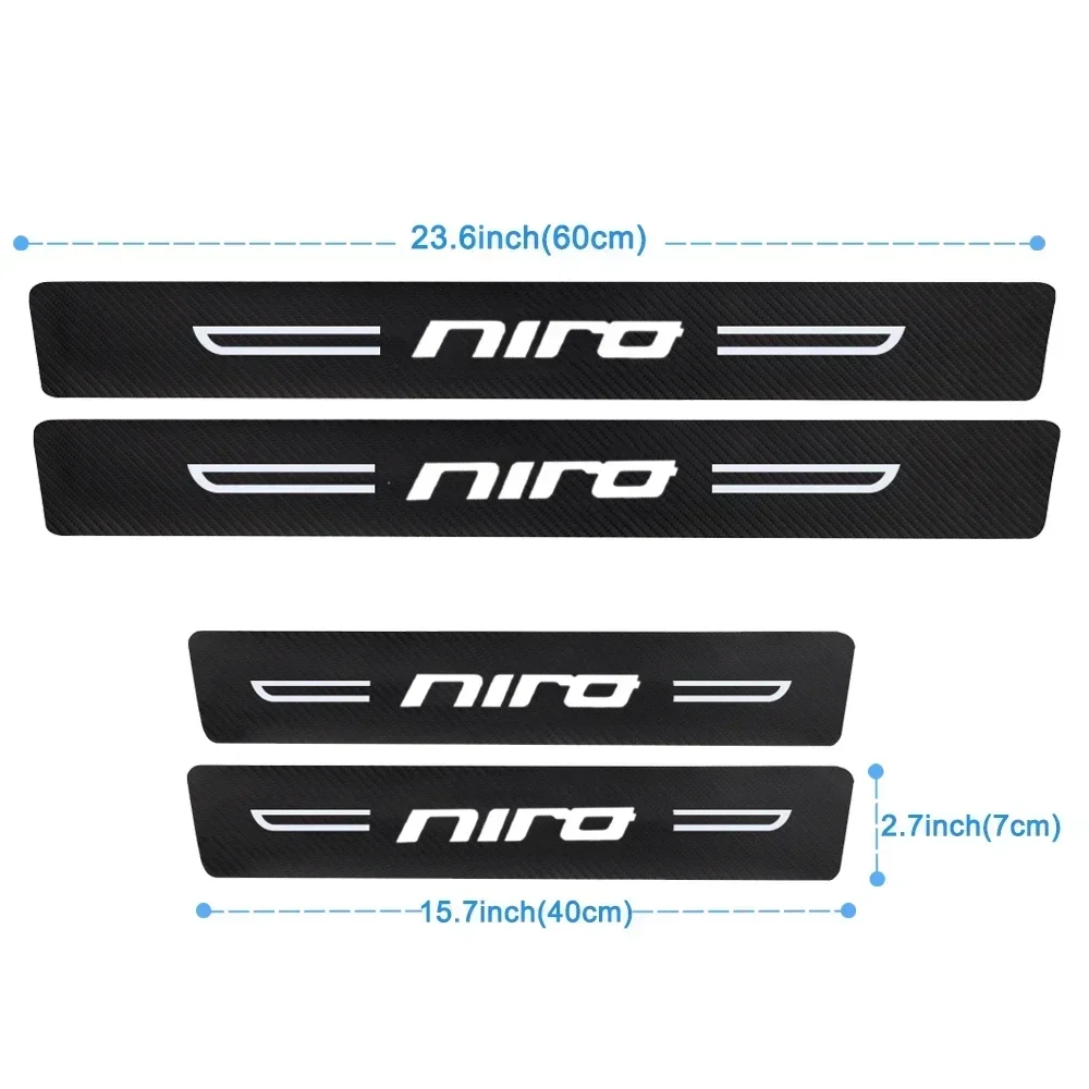 Фото Защитная накладка на пороги и бампер из карбона с логотипом KIA NIRO, антицарапийная, для дверей автомобиля и багажника №3