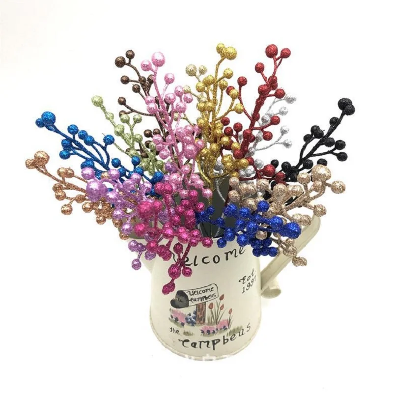 

20pcs 24CM Artificial Glitter Christmas Bead Branch For Flower Arrangement Wedding Xmas Tree Party Home Garden Decoration