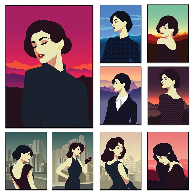 

Картины на холсте в стиле ретро для женщин, настенные картины в скандинавском стиле для спальни, Декор для дома