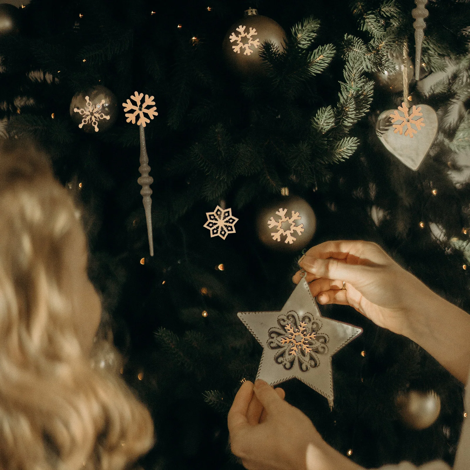 200 шт. снежинка DIY товары для рукоделия Рождественская этикетка деревянная