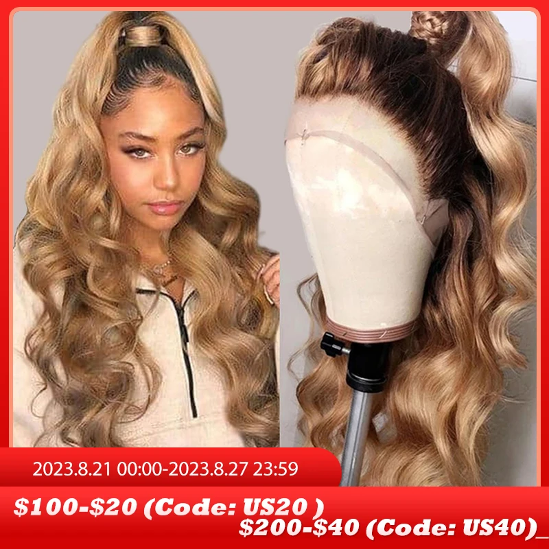 Wig Dark Roots Blonde Wig Human Hair Hd Glueless Wig