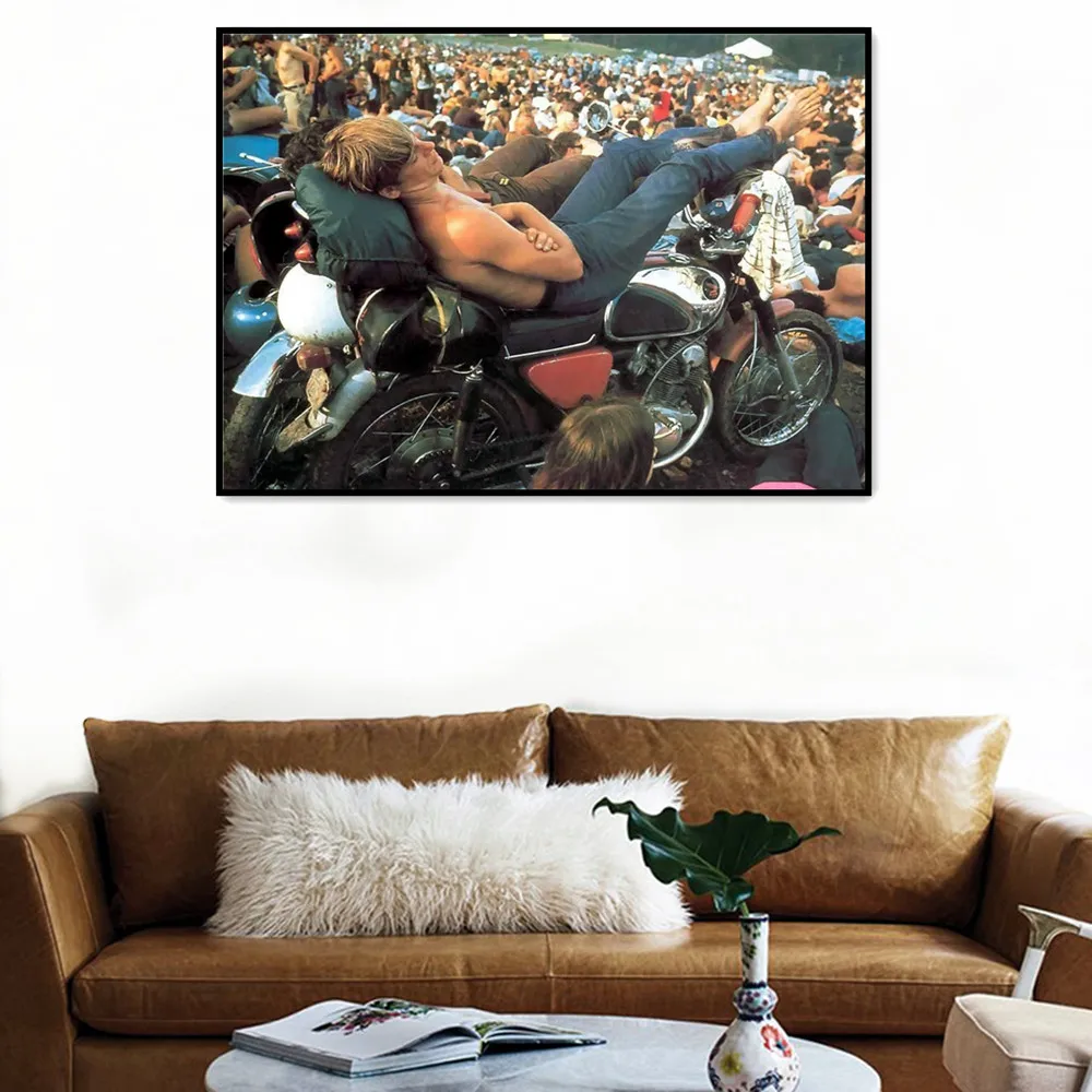

WOODSTOCK Scene Rock Music Posters and Prints Wall Chart Metal Arts Canvas Painting Wall Hanging Pictures Bar Cafe Home Decor