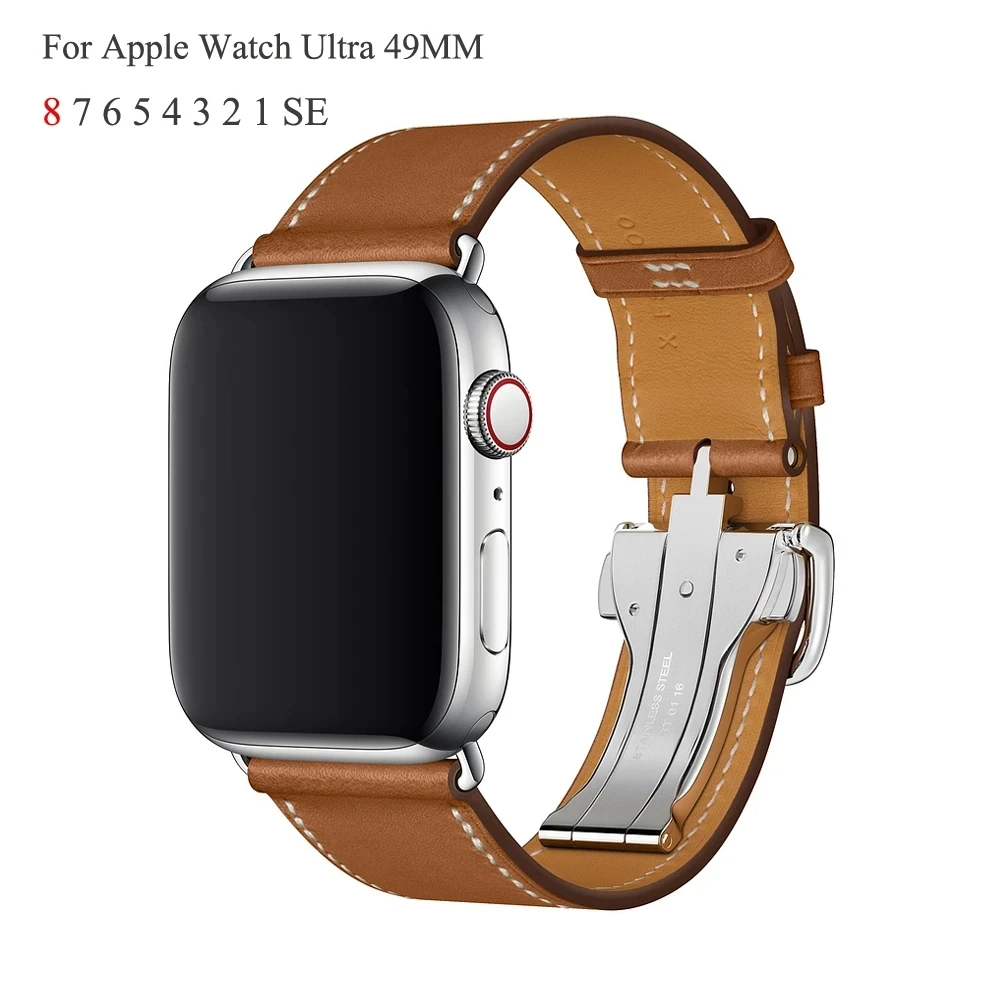 

Браслет из натуральной кожи для Apple Watch Ultra Band 8 7 6 5 4 3 2 SE