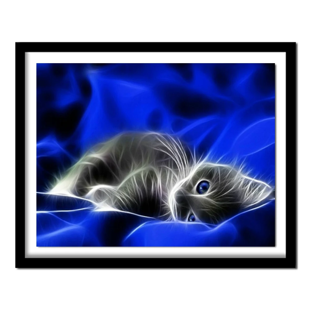 

Алмазная 5D Вышивка «сделай сам», Набор для вышивки крестиком с изображением кошки, круглая вышивка, украшение для творчества