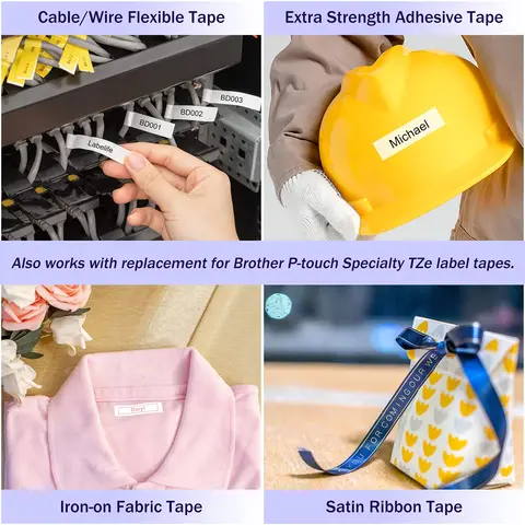 5 Pack Tz Tape 6/9/12 мм Tze-231 Водонепроницаемая лента Tze Label, совместимая с принтером Brother P touch и принтером для изготовления этикеток D210S