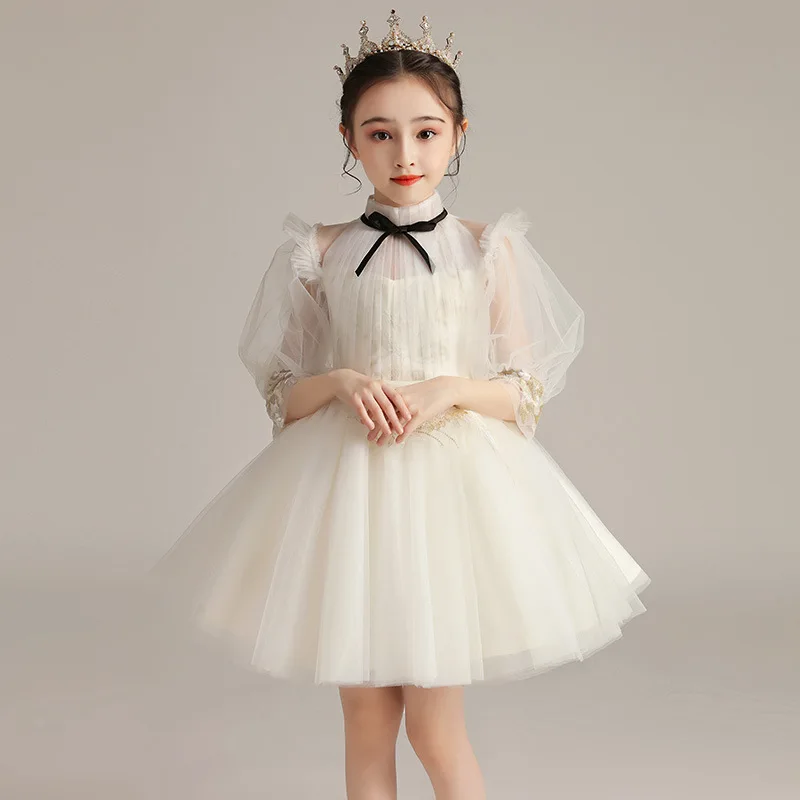

Kids Formal Evening Dresses for Girls 4 8 12 14 Years Sexy Long Party Ball Gowns Princess Pageant Wedding Guest White Mesh Dress