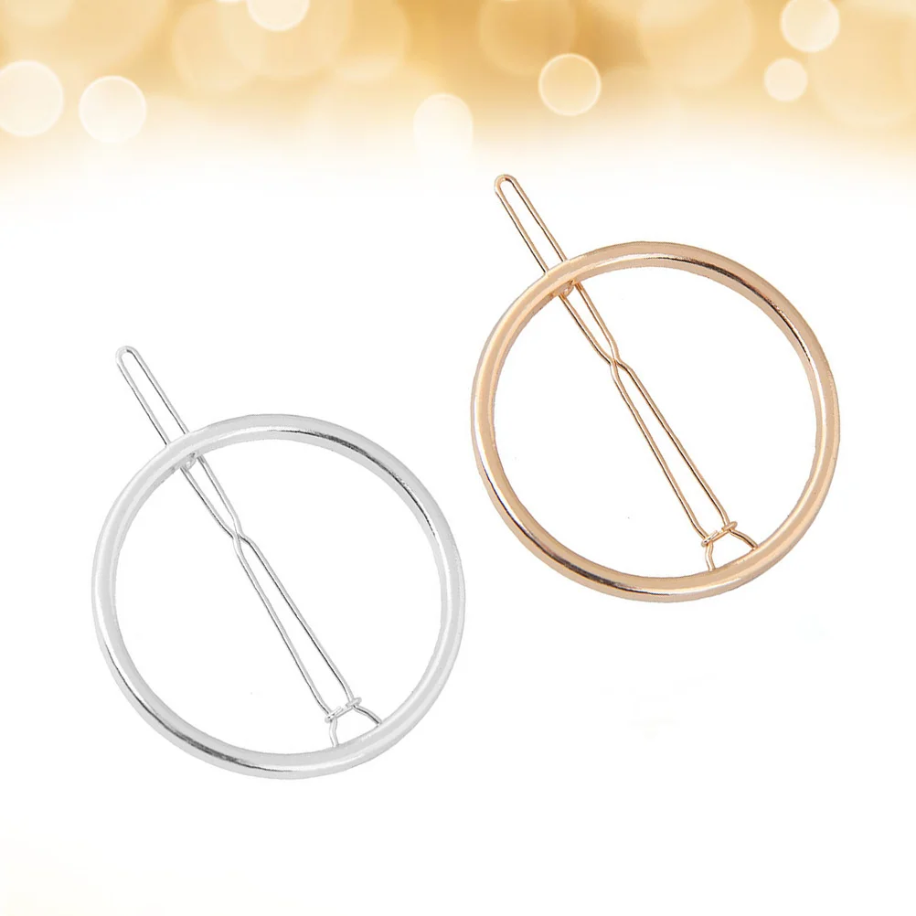 

2pcs Hair Clips Round Circle Hair Clip Metal Hairpin Hair Barrettes Minimalist Hair Pin Scrunchy Hair Rope Ties