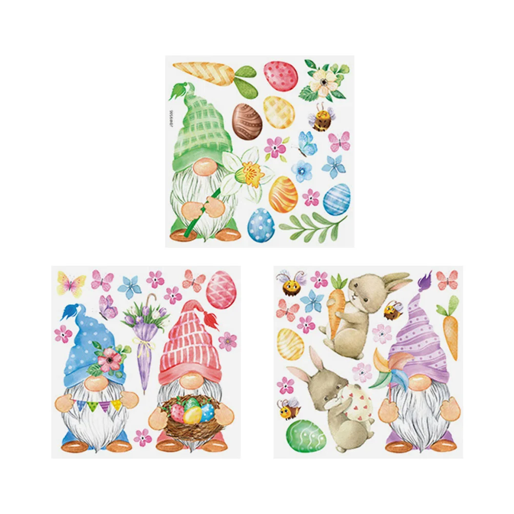 

3Pcs Stickers Egg Gnome Stickers Decorative Stickers Window Showcase Decals for Decoration Home Gift