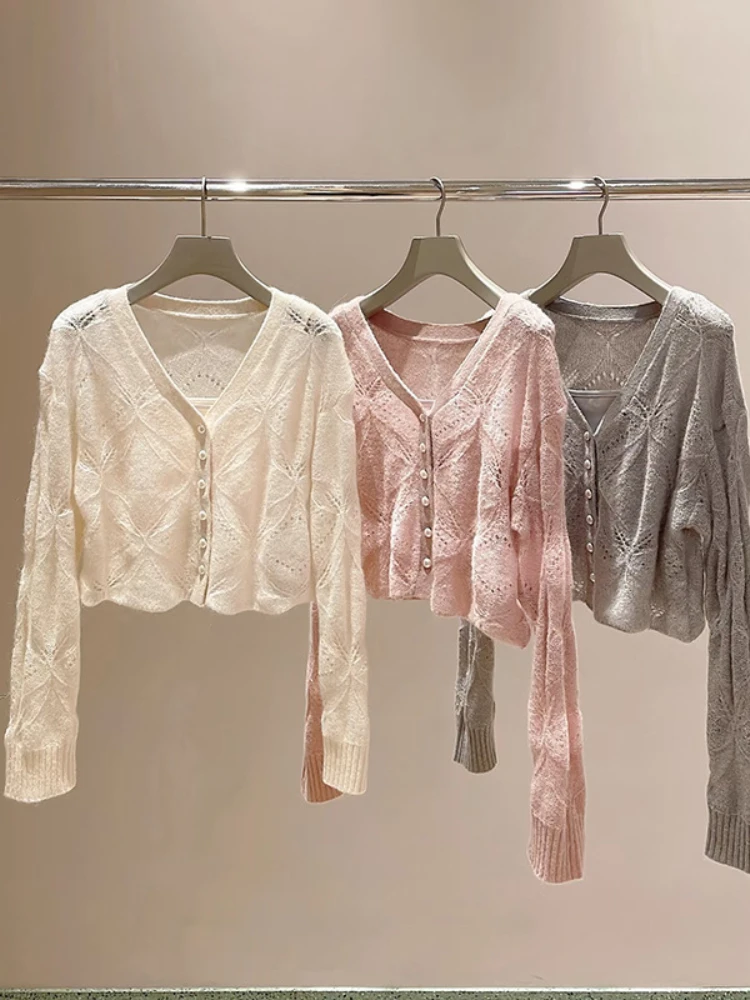 Японские милые джемперы с v-образным вырезом однобортный кардиган длинными