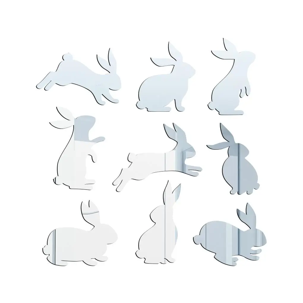 

Easter Wall Sticker 3D Acrylic Wall Decal Animal Shape Mirror Festival Paster for Home Decoration