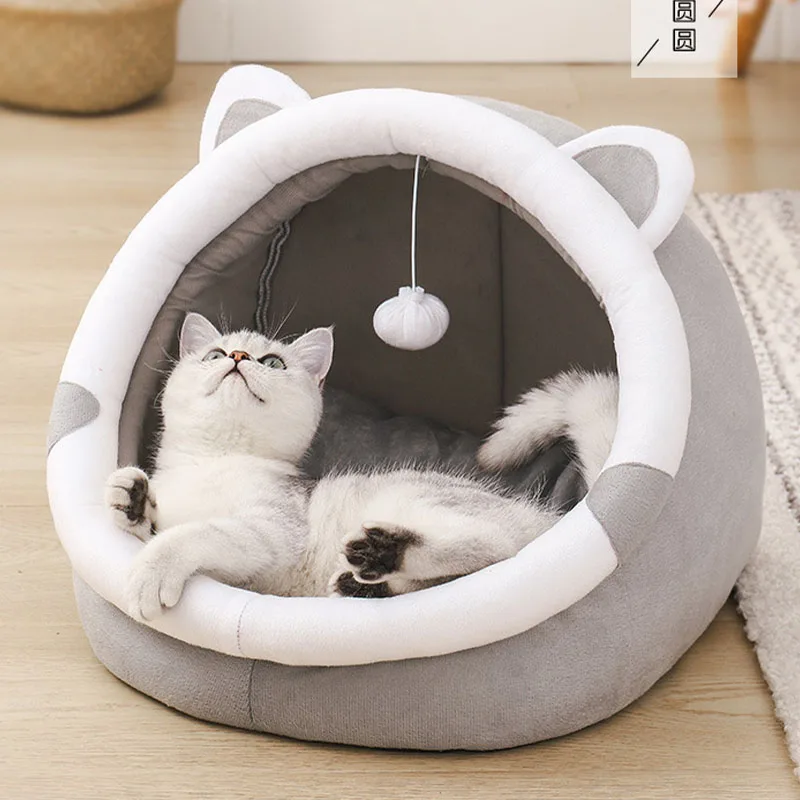 

Warm Cat Bed Cute Cat House Kitten Lounger Cushion for Small Pet Sleep Tent Washable Cats Sleeping Bag Mat Soft Dog Basket Cave