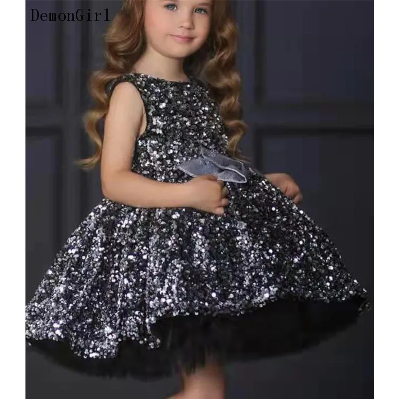 

Cute Glitter Sequins Baby Girl Dress O Neck Flower Girl Dress Kid Cloth Little Princess Birthday Party Gown