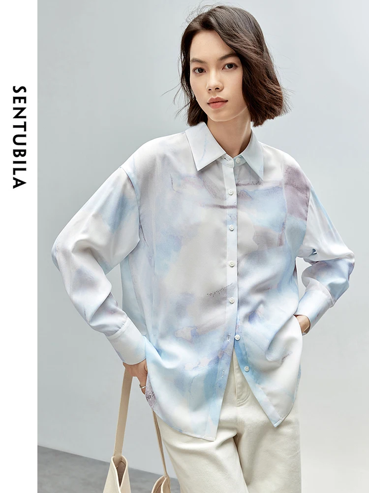 SENTUBILA Повседневная рубашка с художественным принтом для женщин осень 2024